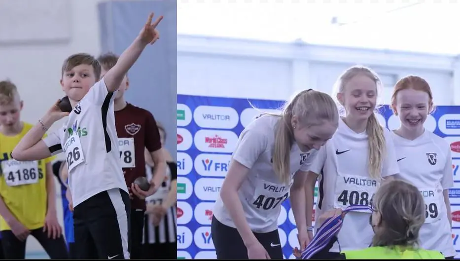 Börn að æfa frjálsar íþróttir